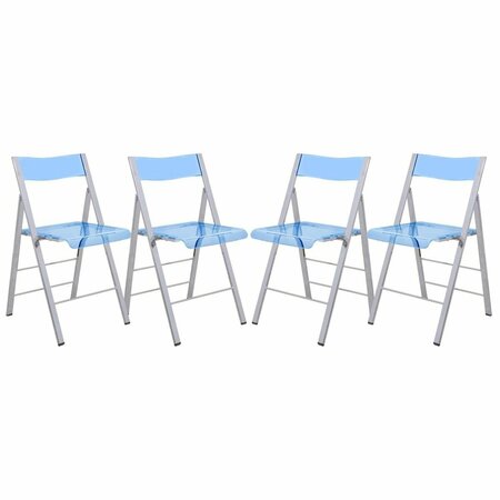 KD AMERICANA 30 x 17.75 x 16.5 in. Menno Modern Acrylic Folding Chair, Blue, 4PK KD3033034